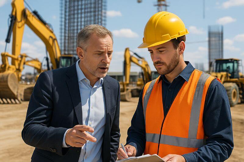 Equipos pesados en obra